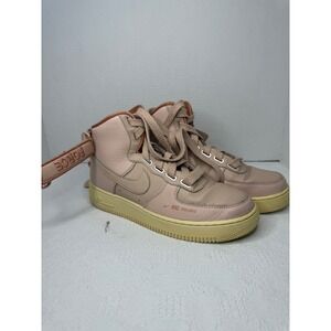 Nike Air Force 1 High Top Pink Beige Leather Sneakers US 9 UK 6.5 AJ7311-200